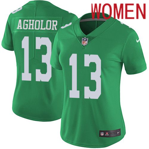 Women Philadelphia Eagles #13 Nelson Agholor Nike Green Vapor Limited Rush NFL Jersey